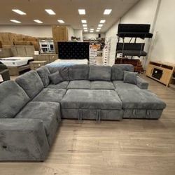 Modern Sectional Couch Gray Sleeper With Storage 2 ,