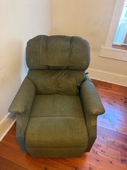 Green Fabric Power Lift Recliner Chair