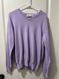 Peter Millar light purple v neck sweater cashmere silk and cotton knit size XL