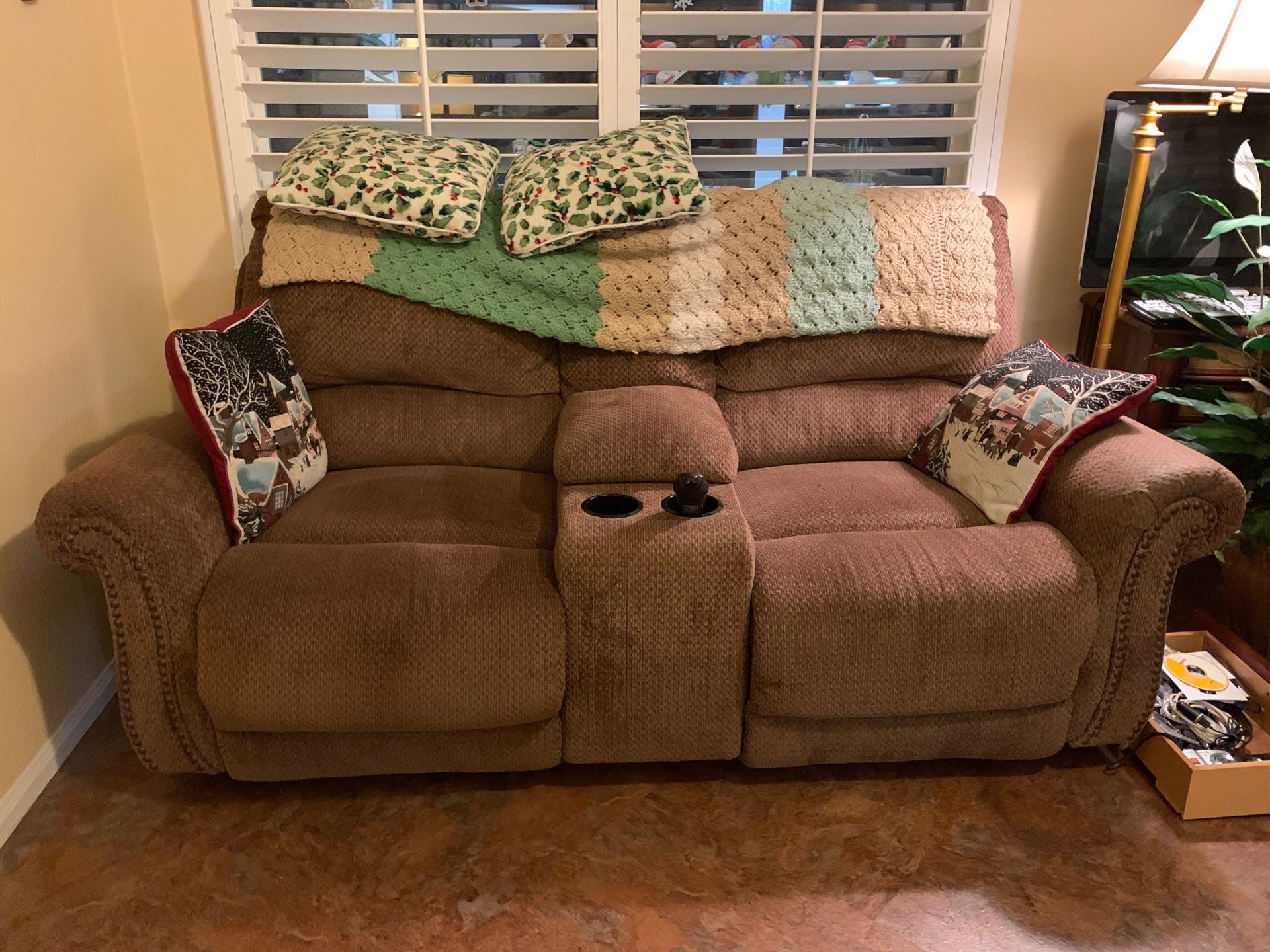 Brown reclining sofa/couch