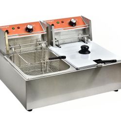 Commercial Deep Fryer with Basket 6-12L Capacity Adjustable Temperature and Timer Stainless Steel With lid Suitable for home/commercial/camping/outdoo