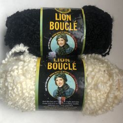Beautiful Black and Cream Colors Lion Boucher   20% Mohair Yarn (57Yards) 2 Lots