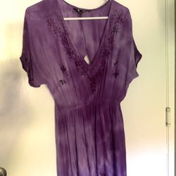 Purple Gauze Embroidered Dress