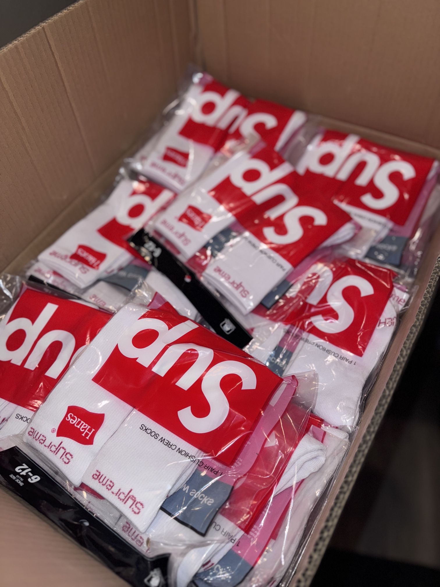 Hanes x Supreme White Socks