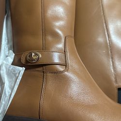 Coach Women's Saddle Tan Leather Over Knee Riding Boot