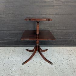Antique Two Tier Mahogany Pedestal Table Vintage