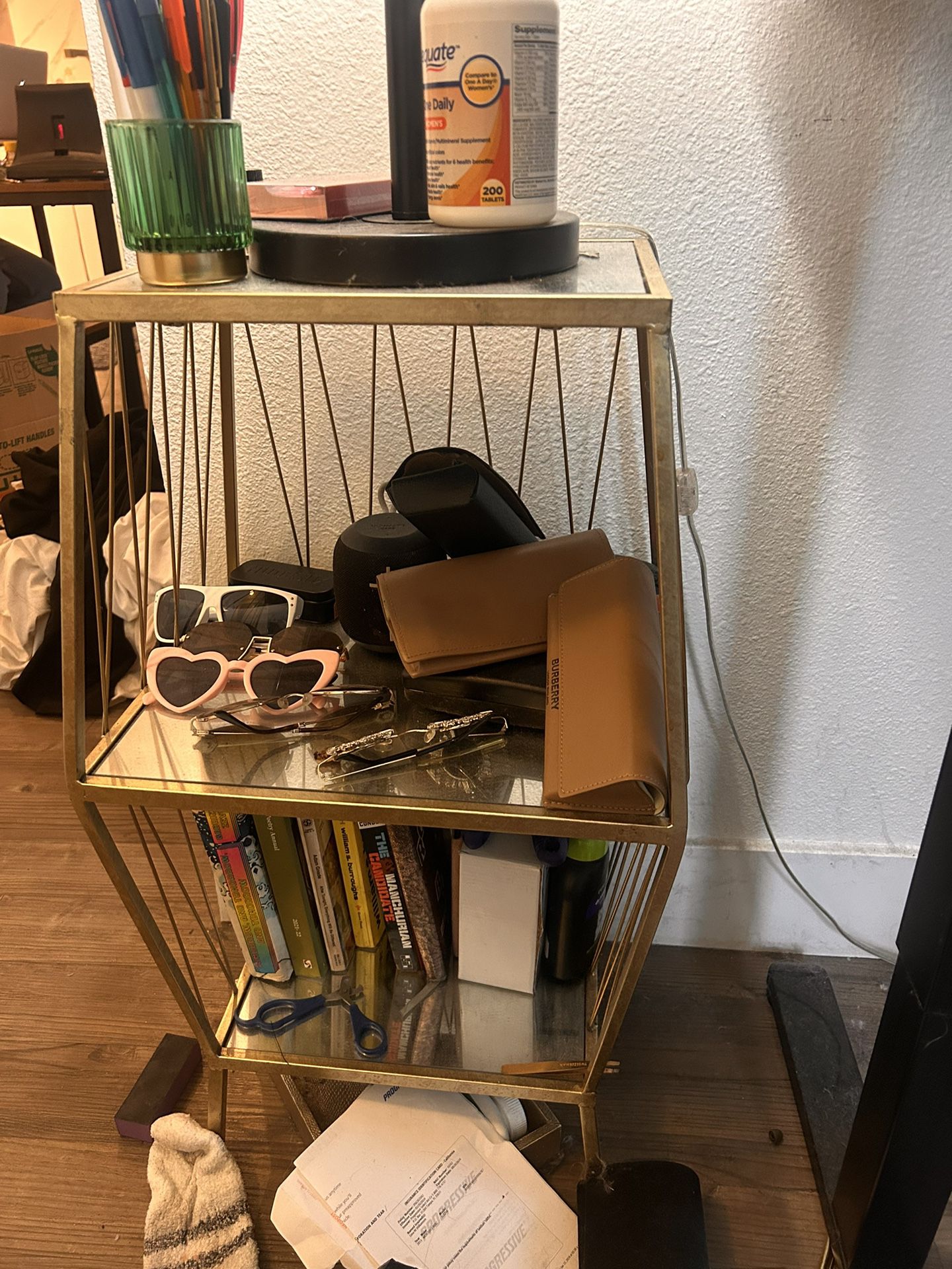 Small Gold Shelf/ End Table 