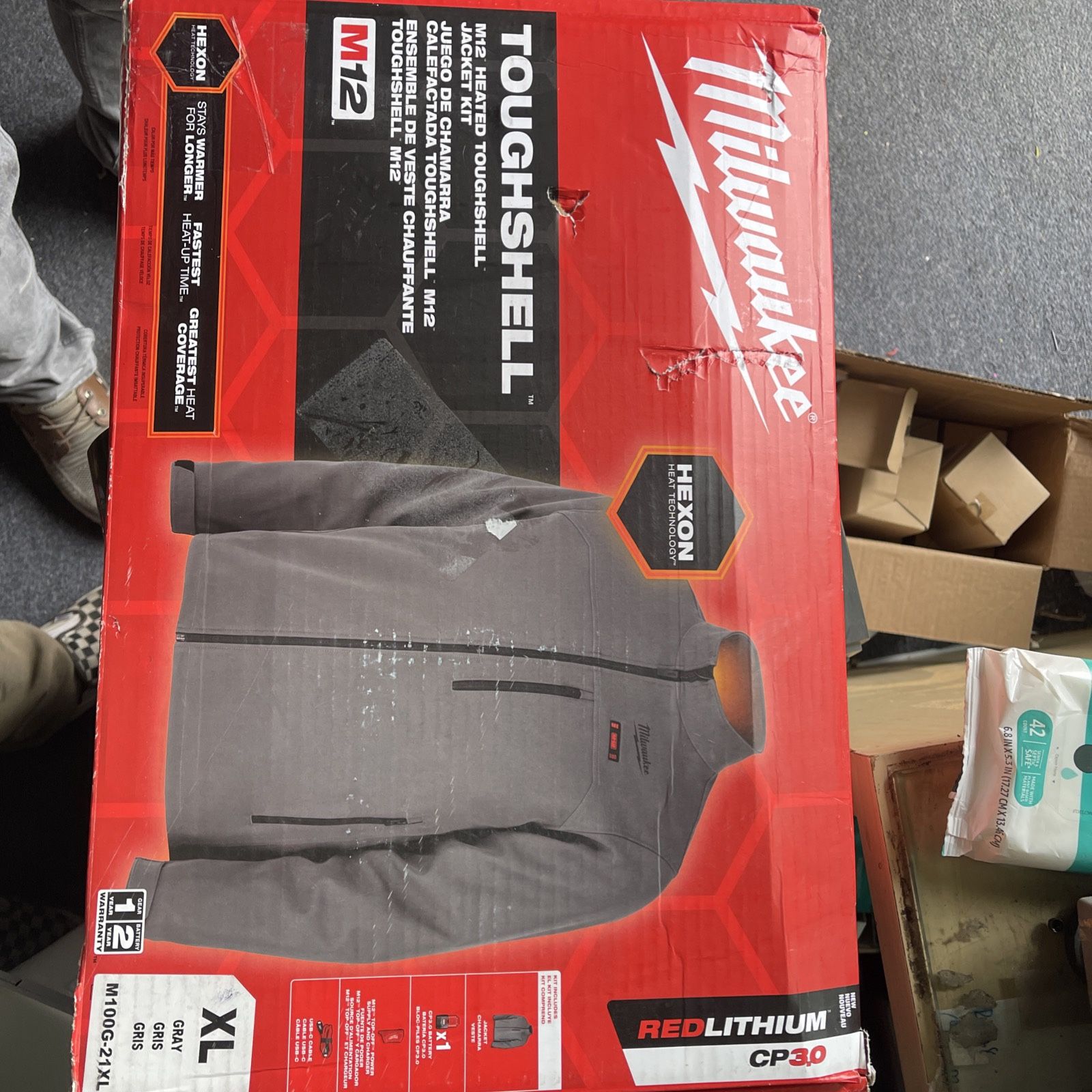 Men's X-Large M12 12-Volt Cordless Tough Shell Gray Heated Jacket (e3)