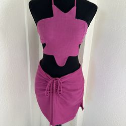 Linen Crop Top Skirt Set