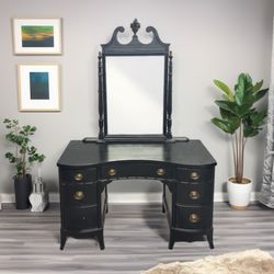 Vintage Black Vanity with Mirror