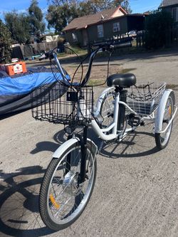 "NEW" Tricycle White Adult Size Electric & Self-Peddling