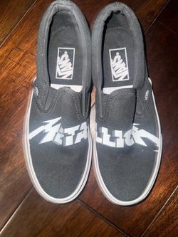 VANS Slip-On Metallica Graphic Print Black/White Canvas Men’s US 6.5 Women’s 8
