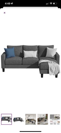 70.8 REVERSIBLE SOFA & CHAISE W/ OTTOMAN | Dark Gray