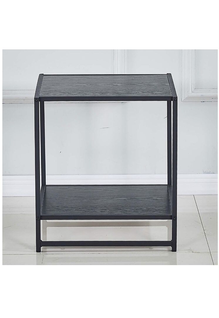Black Metal Square Side End Table Night Stand -NEW