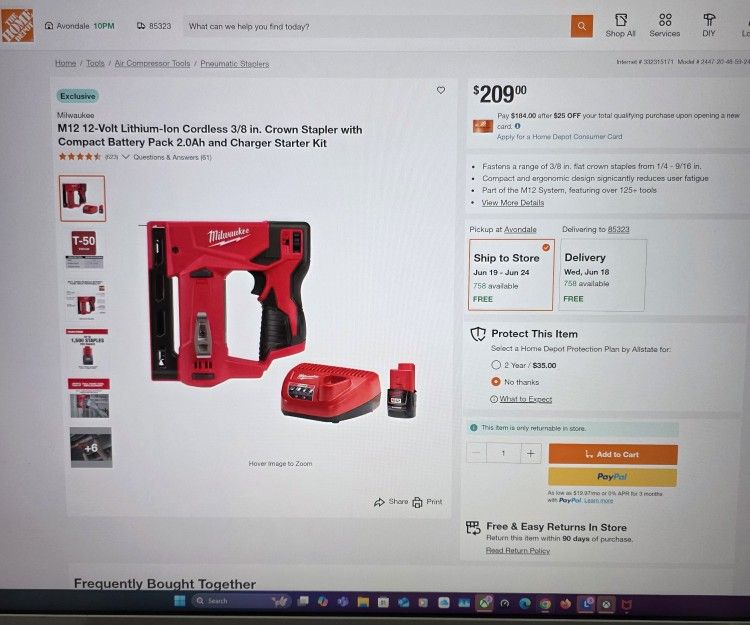 Milwaukee M12 3/4 Crown Stapler