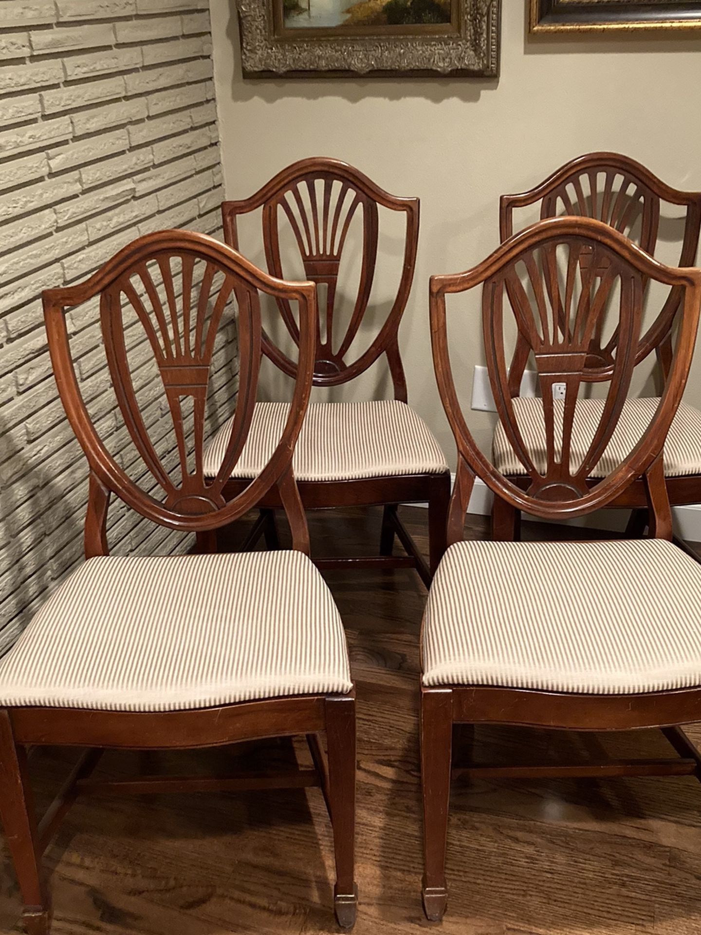 Mahogany Duncan Phyfe Style Shield Back Dining Chairs