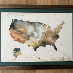 Professionally Framed United States Map