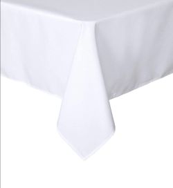 sancua Rectangle Tablecloth, 70 x 90 Inch, White
Stain and Wrinkle Resistant, Washable Polyester Cloth, Decorative Fabric Cover, For Dining Tables, Bu