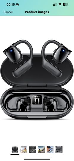 True Open Ear Headphones for Long-Lasting Comfort, Stereo Sound, Bluetooth Headphones 5.3 with 75H Playtime, Wireless Earbuds with LED Display, IPX5 W