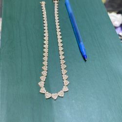 Real Diamond Heart Necklace Chain 10kt Gold 