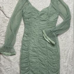 Haute Monde Mesh Puffy Sleeve Dress Size Large 