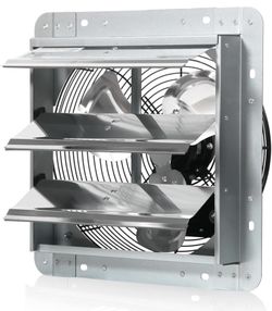 12 Inch Shutter Exhaust Fan, Gable Vent Fan, Wall Mount Ventilation, Automatic Aluminum Blades, High Speed, 1800CFM, for Garages, Shop, Greenhouse, At