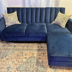 Blue Velvet Sectional Couch