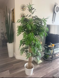 Pretty artificial plant 6 ft tall bamboo tree with planter  ! Brand new