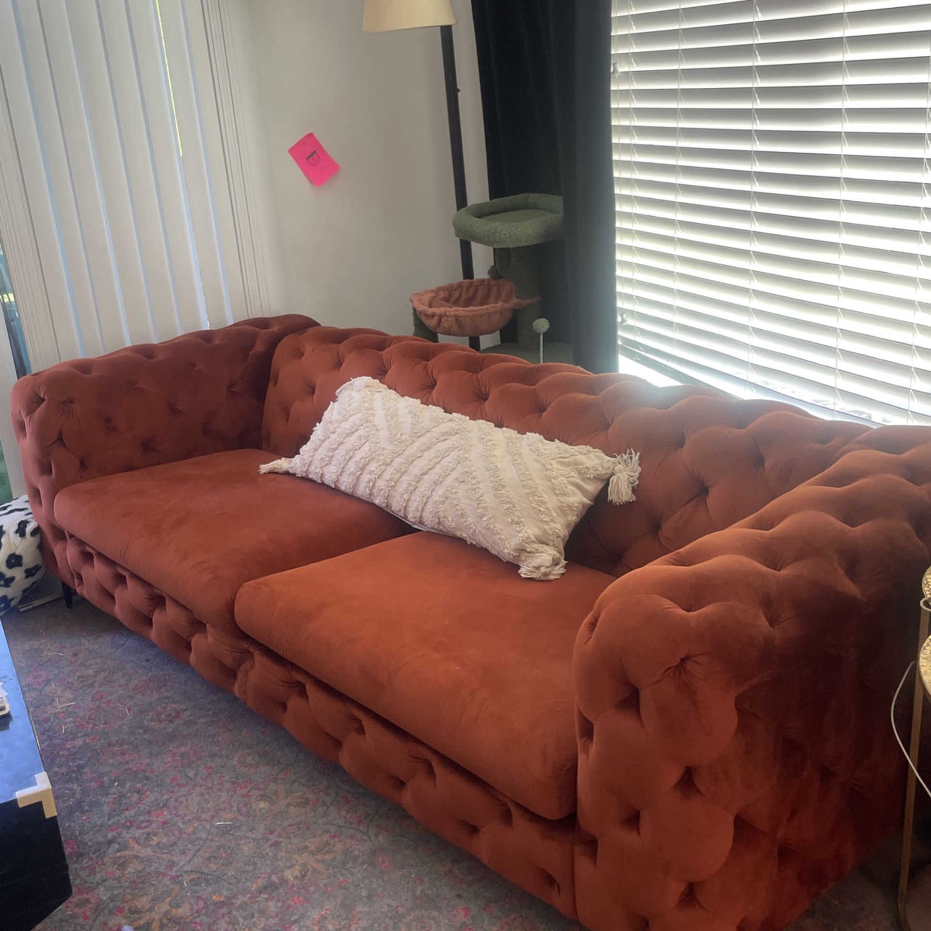 Rust Orange Tufted Couch