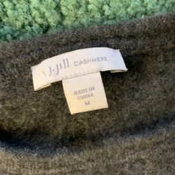 Jill Cashmere Grey Sweater Medium Large 100% Cashmere