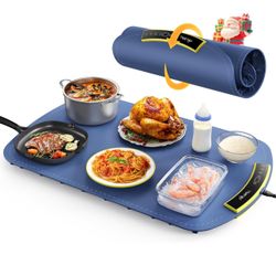 Electric Warming Tray - Foldable Food Warming Mat with 8 Temp Setting, Full-Surface Heat in 5s, 4 Hours Auto-Off, Easy to Clean with Nano-Material, fo