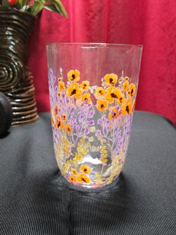 Pretty Anthropologie Wildflower Glass - Vibrant Orange & Purple ($19)