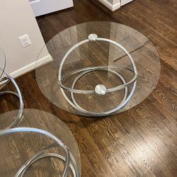 Glass Coffee Table With Two End Tables Also Glass 