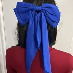 Beautiful Royal Blue Satin Oversized Hair Bow