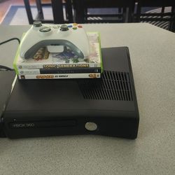 Xbox 360 With 3 Games. Perfect Condition.  Nascar,  Skyrim, And Sonic. One Controller.  All Set Up Cords. 