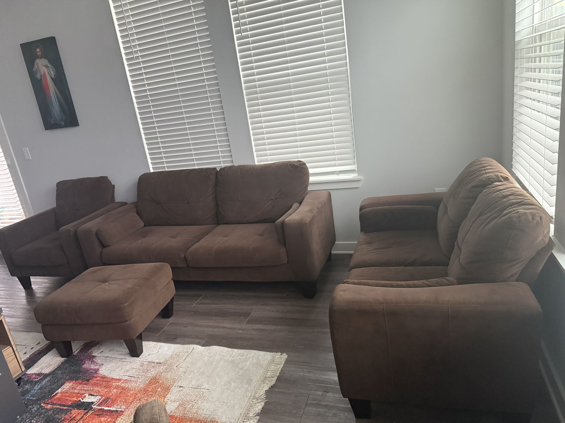 Living Room Set For Sale, Couch Love Set And Ottoman In Good Condition