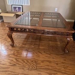 traditional / style glass-top coffee table $70