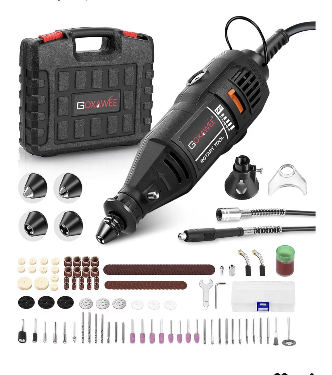 Brand New Rotary Tool Kit with MultiPro Keyless Chuck and Flex Shaft -140pcs Accessories Variable Speed Electric Drill Set for Handmade Crafting Proje