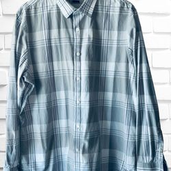 Perry Ellis Men’s XL Slim Fit Classic Button Down Long Sleeve Plaid Casual Shirt