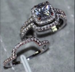 New 10 k white gold weeding ring set engagement ring