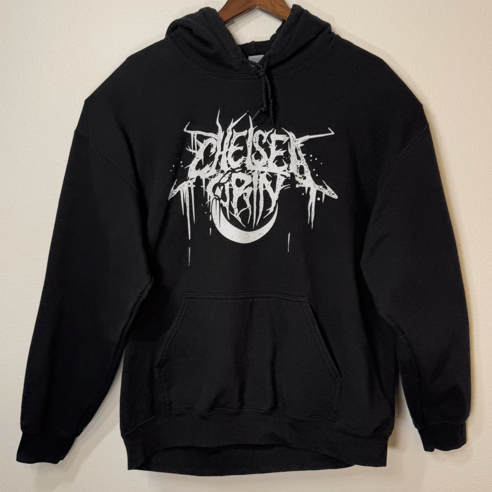 Chelsea Grin Band 2010 Double Sided Black Hoodie Skull Antlers Large
