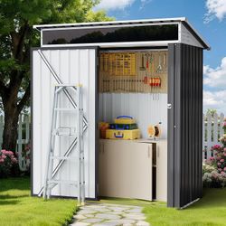 5x3 FT Outdoor Storage Shed with Window, Outdoor Waterproof Storage Shed Metal Garden Shed with Lockable Single Door,Weather Resistant Tool Storage Ho