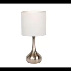 CRAFTMADE 17.25" Brushed Nickel Contemporary Table Lamp w/White Fabric Shade