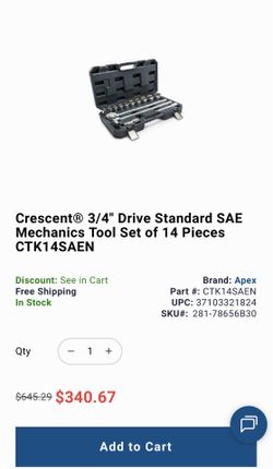 crescent 3/4-in drive standard (sae) shallow socket set 14 -pieces