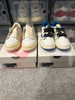 Jordan 1 Retro Low OG SP Travis Scott Shy Pink & Sail Military Blue PS 3Y