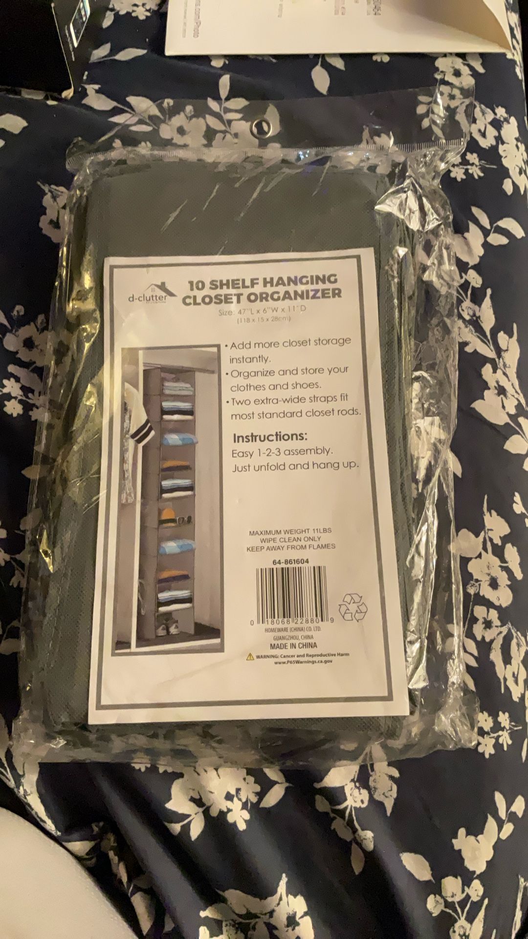 10 Shelf Hanging Closet Organizer