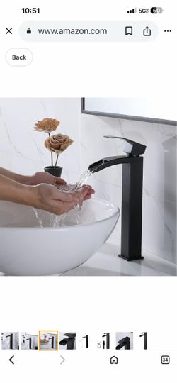 Vessel Sink Faucet Black, Single Handle Single Hole Waterfall Rv Bathroom  Black F21 $40