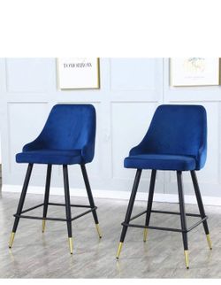 Velvet Blue Bar Height, Stool Set