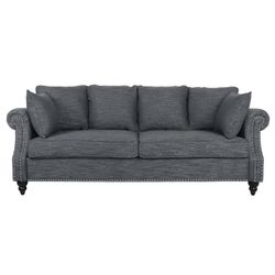 3-Seater Couch Charcoal Fabric