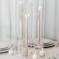 Candle Stick Holders &  14” Glass Tubes 